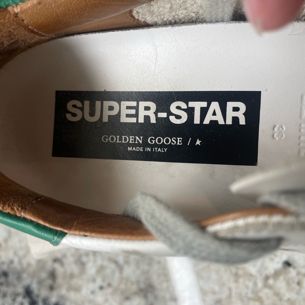 Golden Goose Super-Star Sneakers with Brown and Green Accents